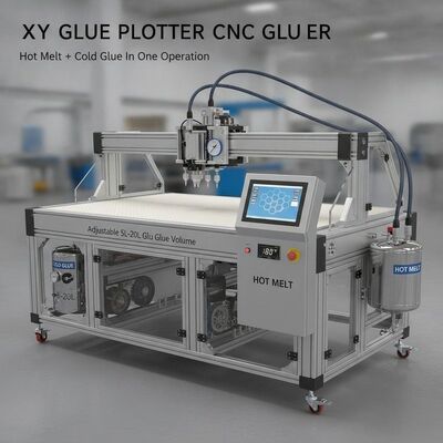XY Glue Plotter CNC Gluer с горячим плавлением и холодным клеем за одну операцию, регулируемый объем клея 5L-20L и рабочий размер 1700x2500 мм